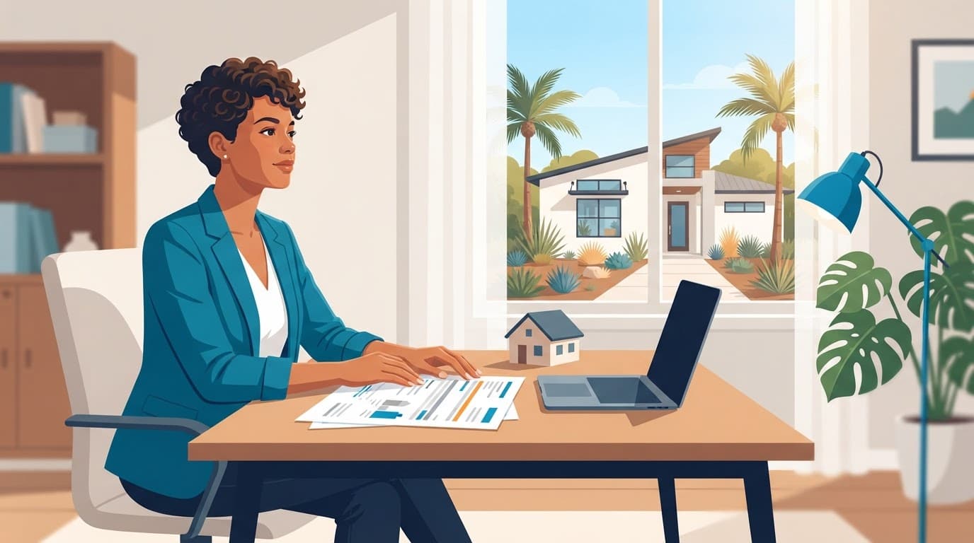 Florida rental financing comparison: investor reviewing rental financing papers beside a house model.