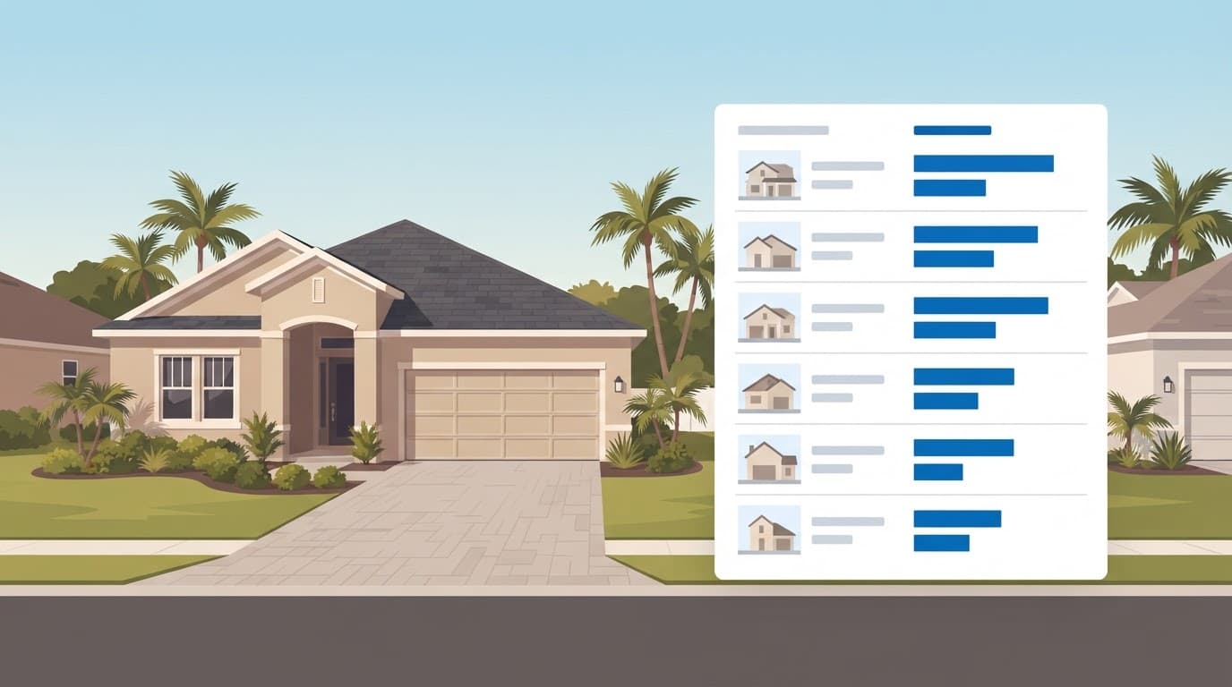 Florida home comparison with rental pricing bars.