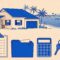 Florida rental home beside a checklist, lease folder, calculator, and keys.