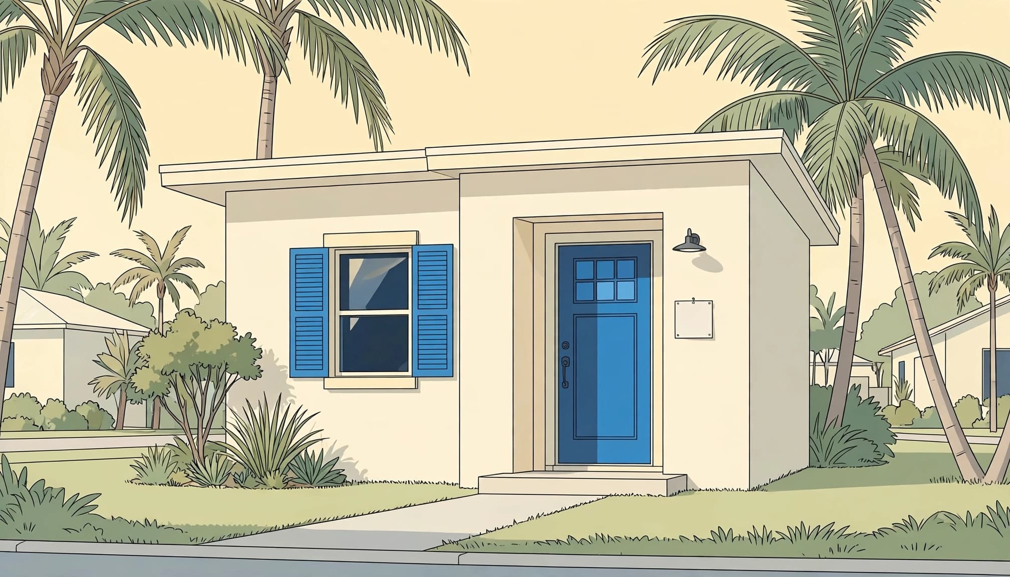 Florida landlord notice to enter at a rental home with a card beside the front door.