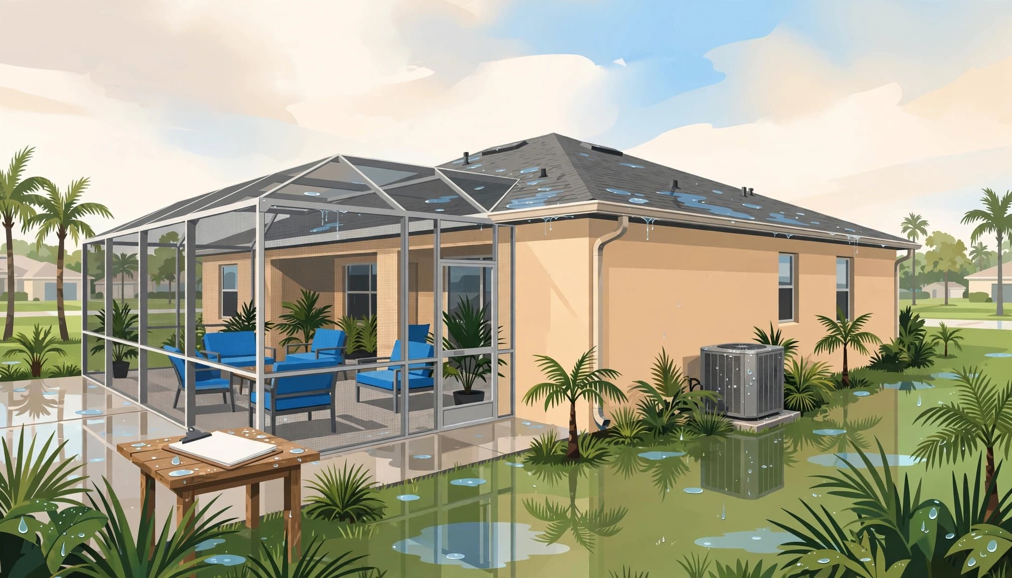 Maintenance planning for a Florida rental home with HVAC, screened lanai, and reserve documents.