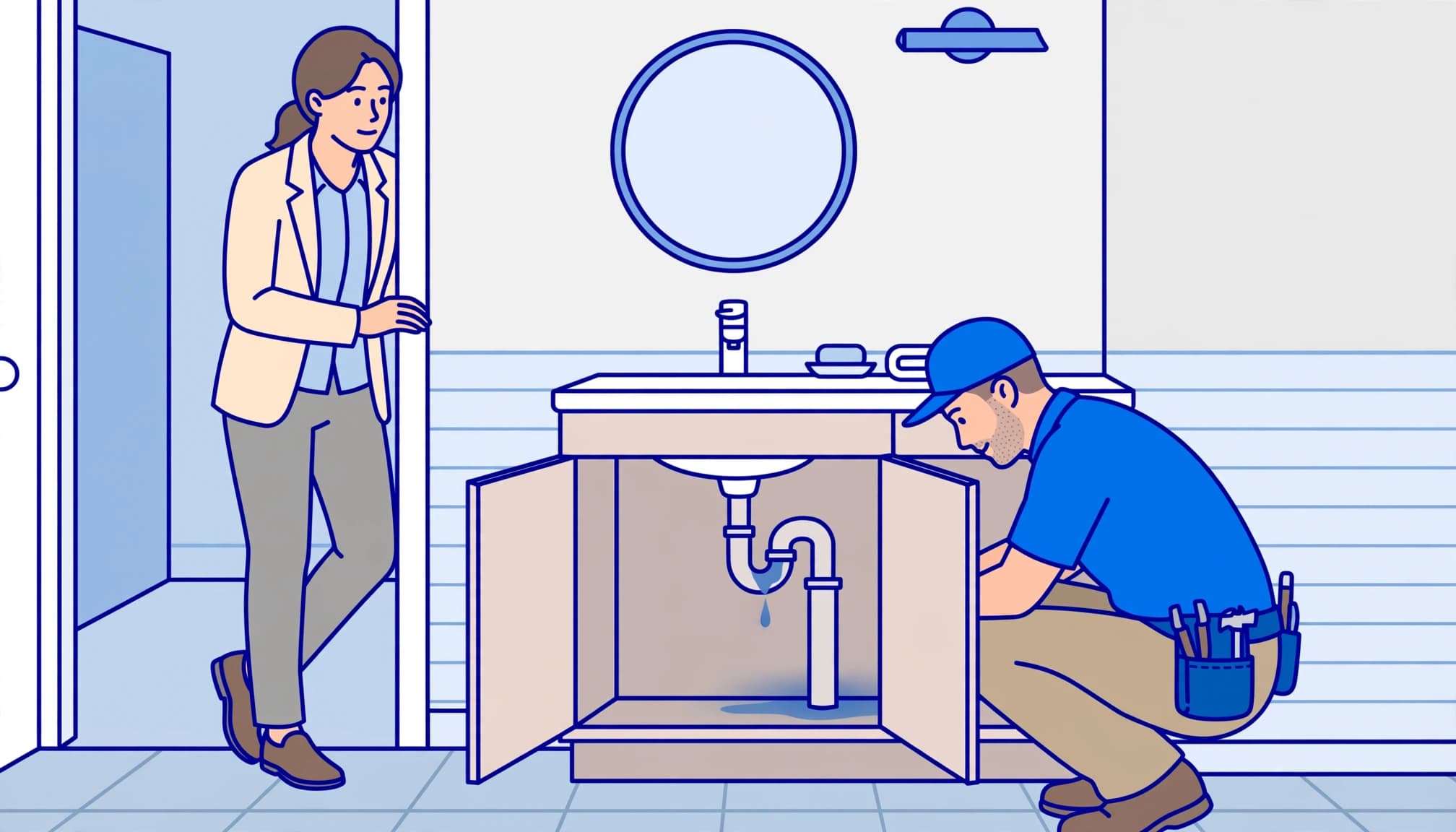 Florida rental mold investigation tracing moisture to a pipe beneath a bathroom sink