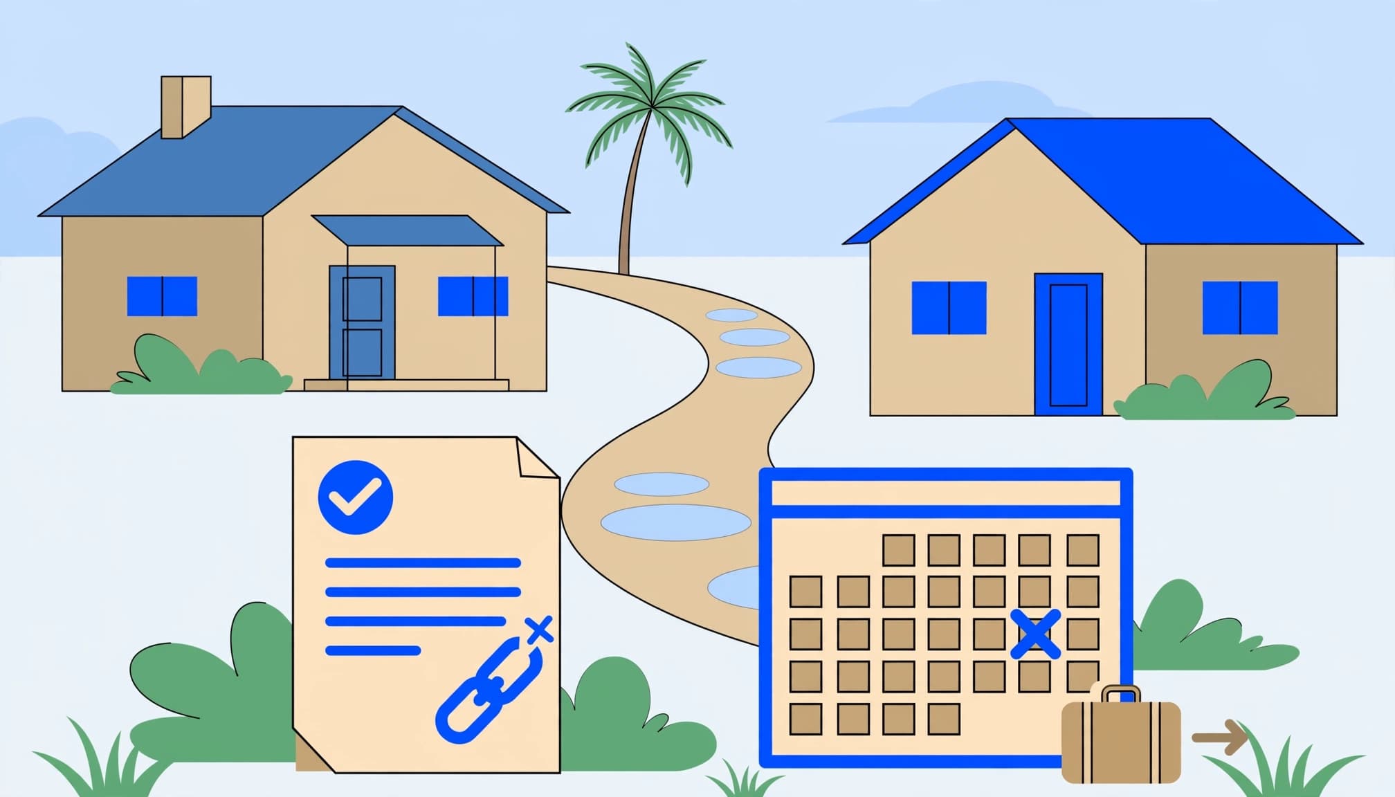 Florida lease termination options illustrated with rental homes, a lease document, and a calendar