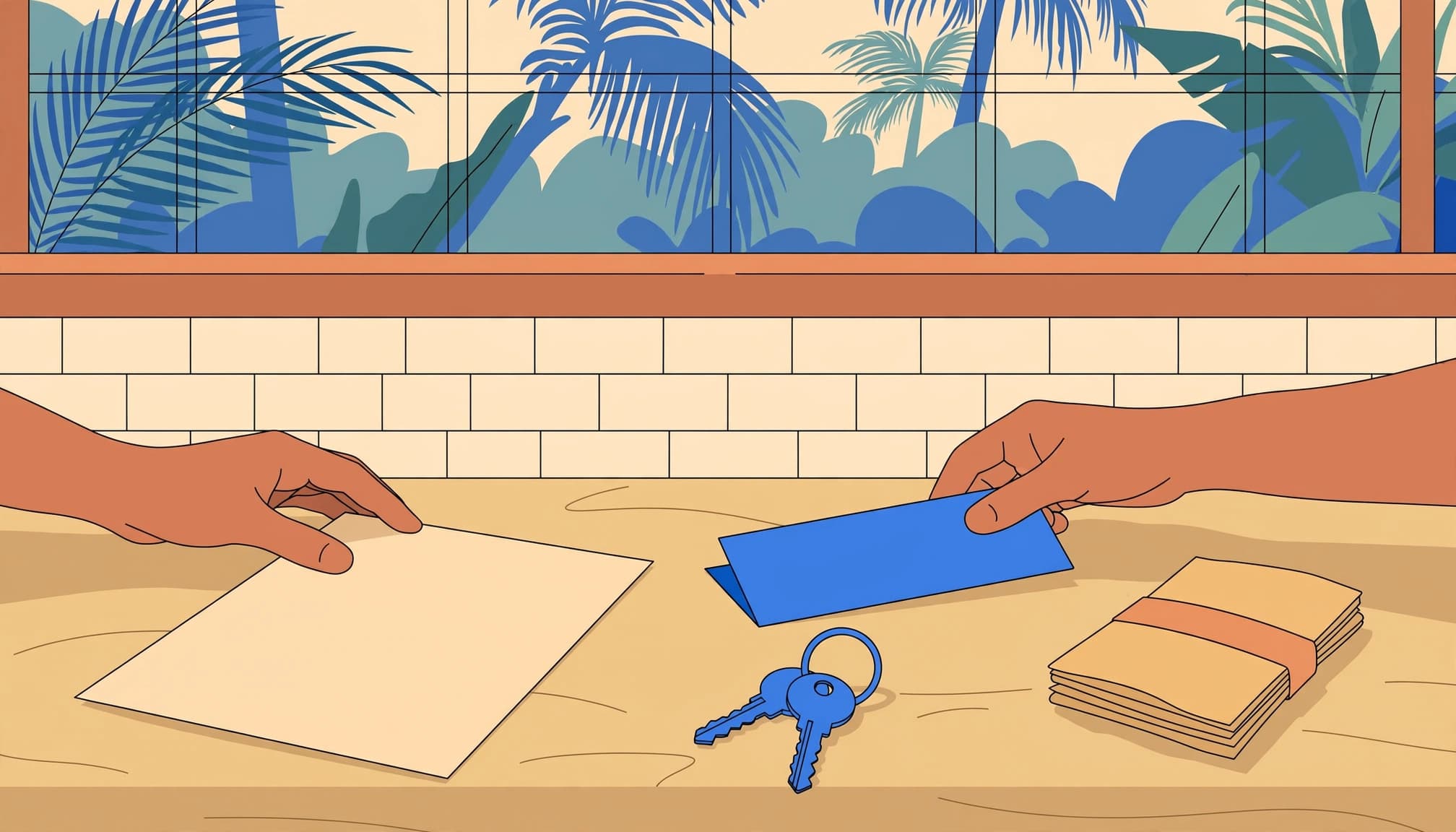 Florida lead-based paint disclosure paperwork with a pamphlet and rental keys