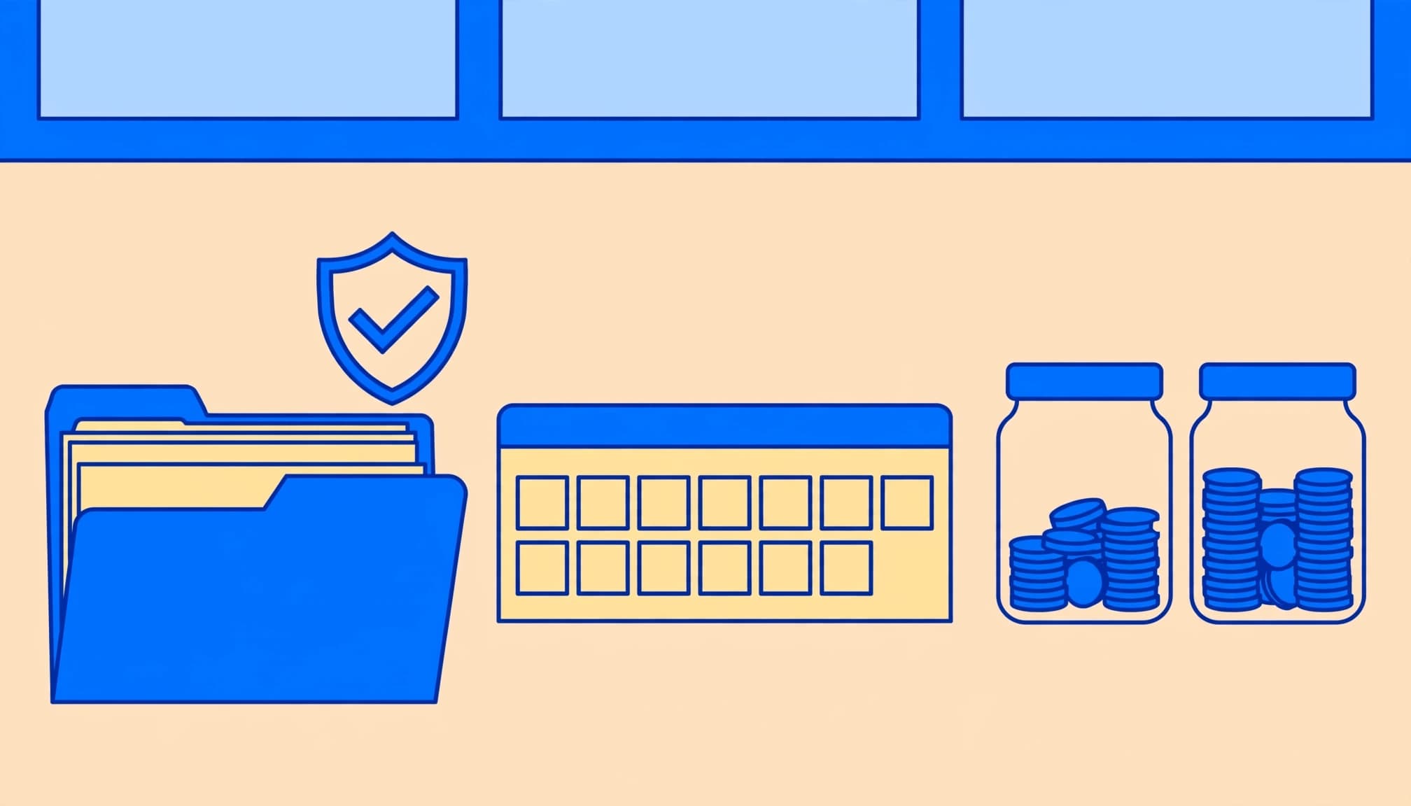 Florida rental application fees and screening compliance illustrated with a folder, calendar, shield, and separate funds.